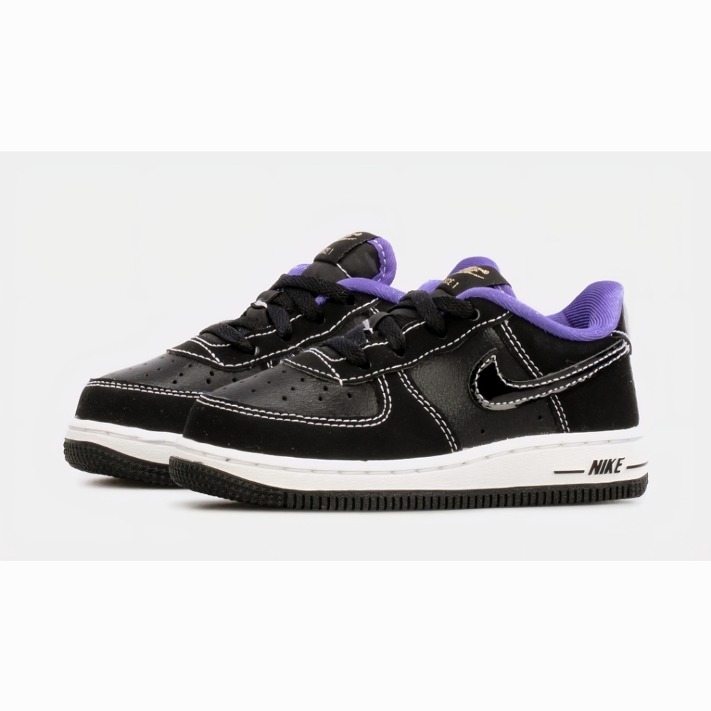 Nike Air Force 1 LV8 PS Kids Shoes Size 5Y Black Purple DQ0300 -001 Sneakers